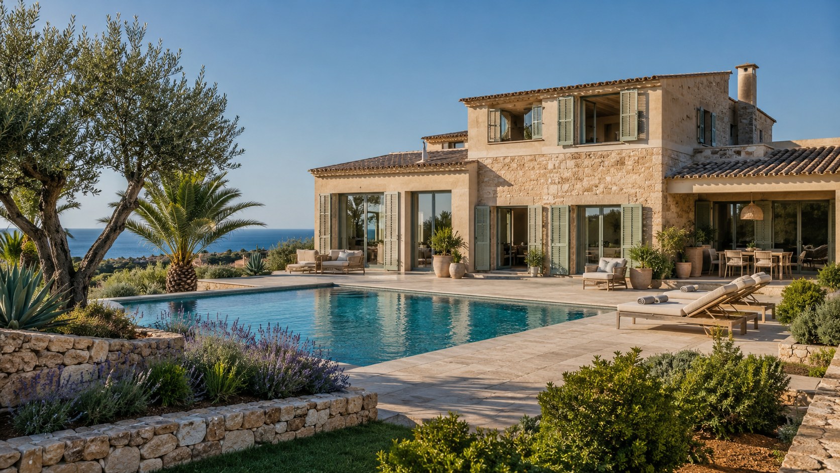 Mediterranean villa in south-west Mallorca in immaculate condition, with a clean pool and manicured terrace, kept ready to use by professional property management